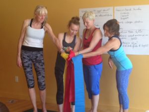 Here, Alexandra and a recent group of trainees create a model of a muscle and it's related fascias.